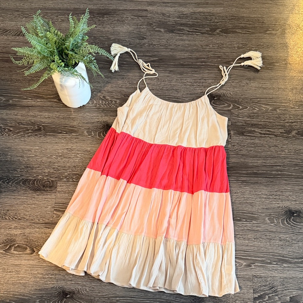 Pink Lily Colorblock Mini Dress in Pink and Cream